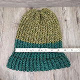 Winter Hat 100% Wool Knitted Handmade Unisex Warm Cap Skull Beanie Green OS