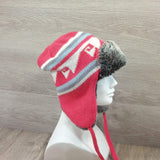 Earflaps Winter Hat Ear Cover Unisex Warm Fur Lining Beanie Aviator Cap Gray/Red