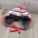 Earflaps Winter Hat Ear Cover Unisex Warm Fur Lining Beanie Aviator Cap Gray/Red