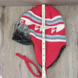 Earflaps Winter Hat Ear Cover Unisex Warm Fur Lining Beanie Aviator Cap Gray/Red