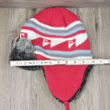 Earflaps Winter Hat Ear Cover Unisex Warm Fur Lining Beanie Aviator Cap Gray/Red