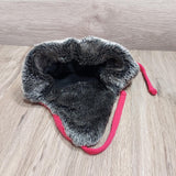 Earflaps Winter Hat Ear Cover Unisex Warm Fur Lining Beanie Aviator Cap Gray/Red