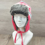 Earflaps Winter Hat Ear Cover Unisex Warm Fur Lining Beanie Aviator Cap Gray/Red