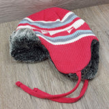 Earflaps Winter Hat Ear Cover Unisex Warm Fur Lining Beanie Aviator Cap Gray/Red