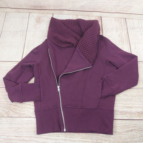 Women Warm Inclined Zipper Sweatshirt Hoodie High Neck Pocketed Jacket Outwear S