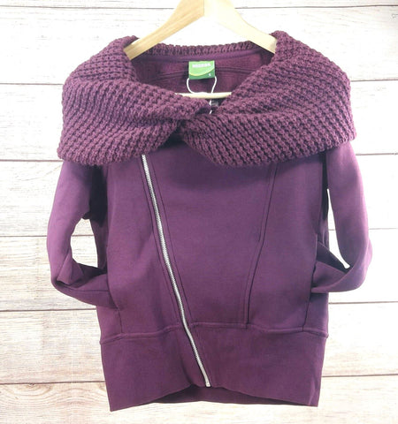 Women Warm Inclined Zipper Sweatshirt Hoodie High Neck Pocketed Jacket Outwear S
