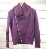 Women Warm Inclined Zipper Sweatshirt Hoodie High Neck Pocketed Jacket Outwear S