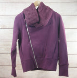 Women Warm Inclined Zipper Sweatshirt Hoodie High Neck Pocketed Jacket Outwear S