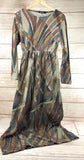 Women Maxi Long Sleeves Dress Warm Winter Round Neck Long Gown Pastel Color Sz 4