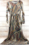 Women Maxi Long Sleeves Dress Warm Winter Round Neck Long Gown Pastel Color Sz 4