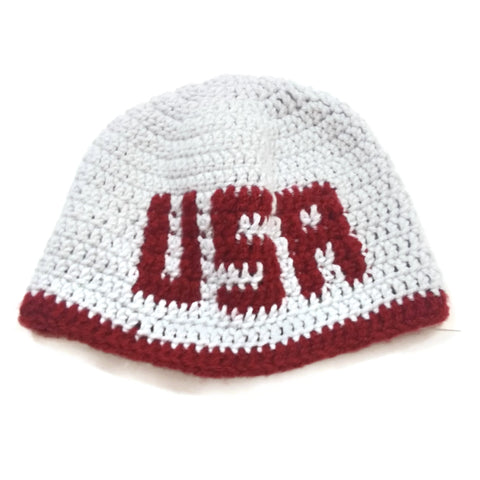 Unisex Handmade 100% Wool Knit Winter Warm USA Beanie Hat Gray/Bordeaux