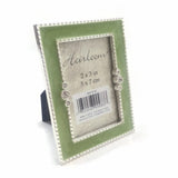 Ornate Jeweled Decorative Picture Photo Frame Home Décor Green/Silver Vintage