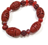 Women Rose Bracelet Handmade Red Wooden Beaded Toddler Girl Jewel Jewelry Gift