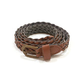 Leather Brown Belt Unisex Fashion Criss Cross Design Webbing XL 47.25" Long