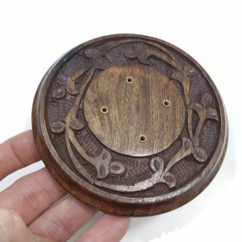 Incense Burner - Wooden Round Plate - 4 inches