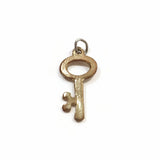 Pendant Matte Gold Tone   Key Charm 1 Inch Vintage