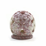 Burner for Cones and Candle Holder - Soapstone Carved Tea-Light Ball - Flowers