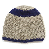 Unisex Handmade 100% Wool Knit Winter Warm USA  Beanie Hat Beige/Blue