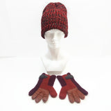 Woman's Winter Knit Warm Gloves 100% Wool Handmade Red/Purple/Orange