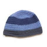 Unisex Handmade 100% Wool Knit Winter Warm USA Beanie Hat Blue/Gray