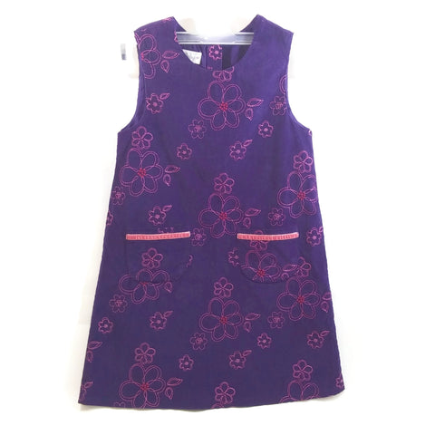 Samantha Says Girls Jumper Dress Purple with Pink Flowers Corduroy 6X