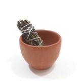 Handmade Incense Burner La Chamba Clay Smudging Bowl Brown 3.5" Wide