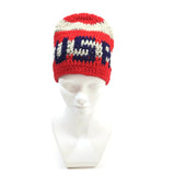 Unisex Handmade 100% Wool Knit Winter Warm USA Beanie Hat Orange/Beige