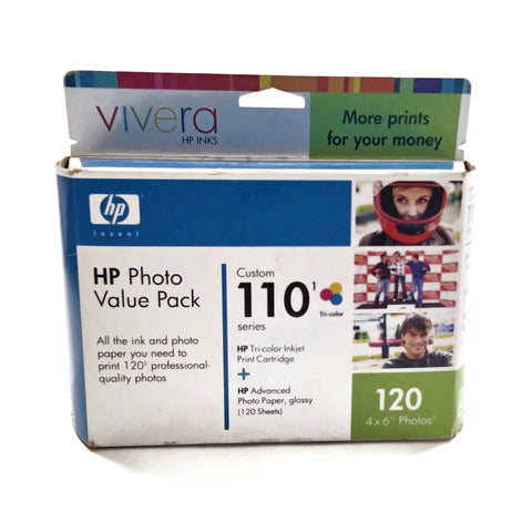 HP Vivera Photo Value Pack 110 Tri-Color Ink Cartridge & 120 Sheets 4"x 6" Gloss