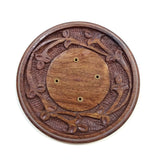 Incense Burner - Wooden Round Plate - 4 inches