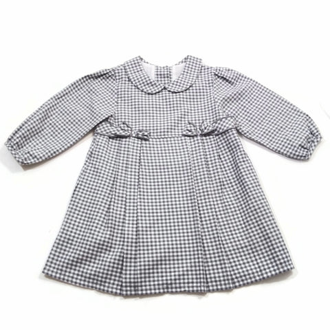 Jeudi Après Midi Paris 18M Baby Girls Long Sleeves Dress White/Gray Vintage