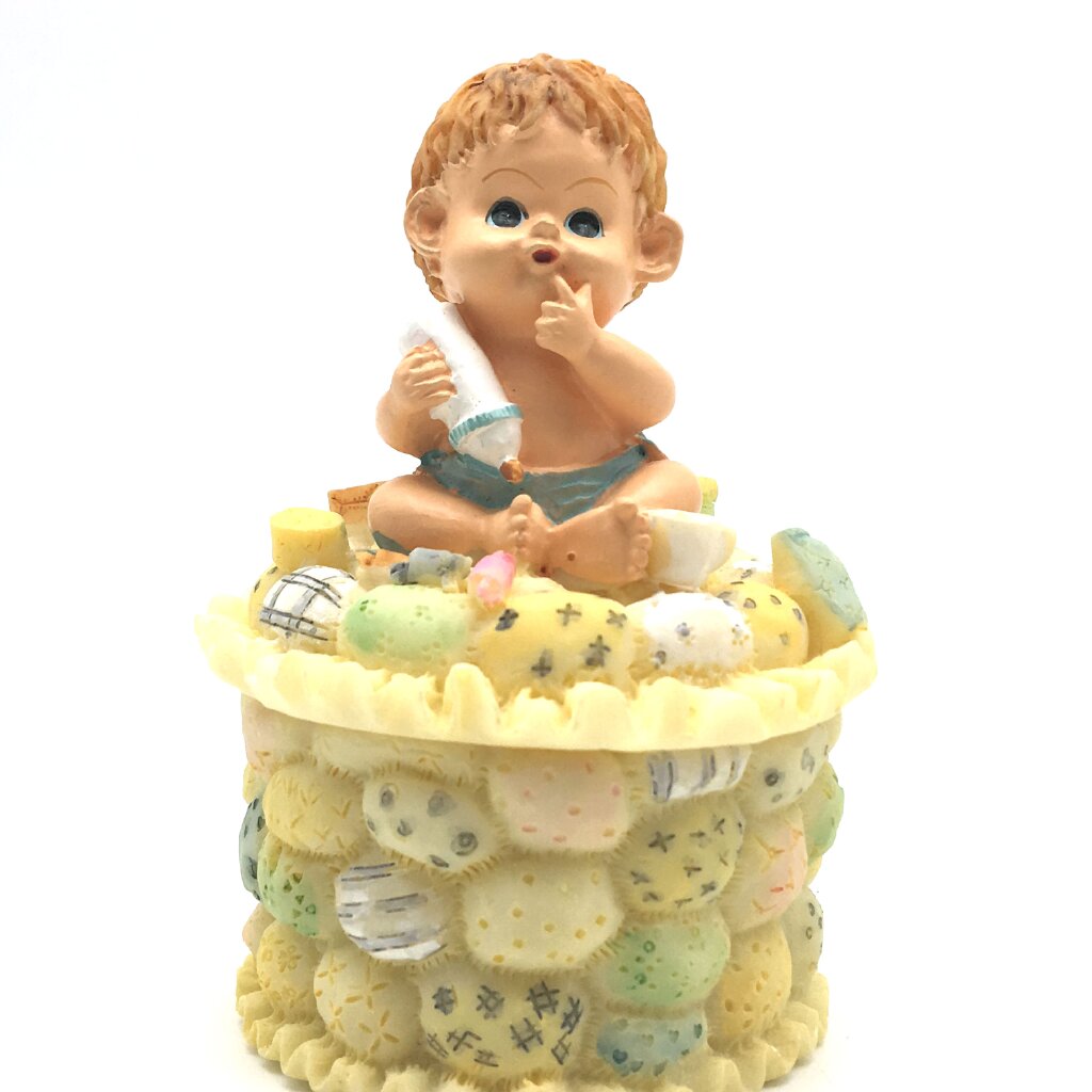 Precious Moments  Figurine “Growing In Grace" Baby Boy holding a bottle of Milk