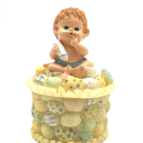 Precious Moments  Figurine “Growing In Grace" Baby Boy holding a bottle of Milk