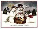 "Heavenly Peace Snow Family" Christmas Holiday Seasons Greeting Card