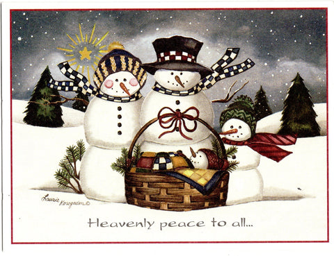 "Heavenly Peace Snow Family" Christmas Holiday Seasons Greeting Card