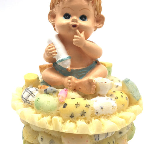 Precious Moments  Figurine “Growing In Grace" Baby Boy holding a bottle of Milk