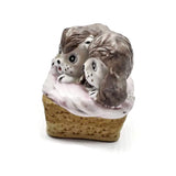Puppies Figures In a Basket Ceramic Hand Painted Vintage Collectible Precious Moments