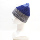 Unisex Handmade 100% Wool Knit Winter Beanie Hat Blue/Gray