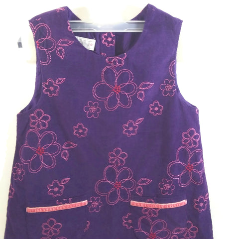 Samantha Says Girls Jumper Dress Purple with Pink Flowers Corduroy 6X