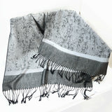 Women's Scarf Soft Silky Shawl Wrap Light Stole Veil in Gray and Black