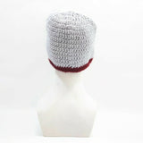Unisex Handmade 100% Wool Knit Winter Warm USA Beanie Hat Gray/Bordeaux