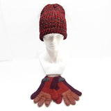 Woman's Winter Knit Warm Gloves 100% Wool Handmade Red/Purple/Orange