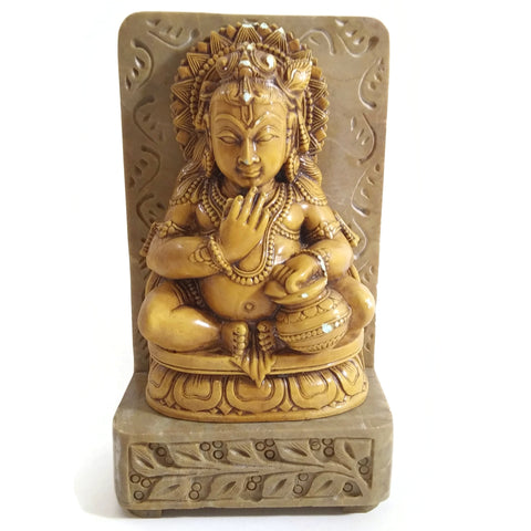 India God Bala Krishna Statue The Butter Thief on Resin Soapstone Base Handmade