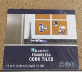 Quartet Pack of 4 Frameless Natural Cork Tiles Boards 12x12 inches New