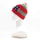 Unisex Handmade 100% Wool Knit Winter Warm USA Beanie Hat Orange/Beige