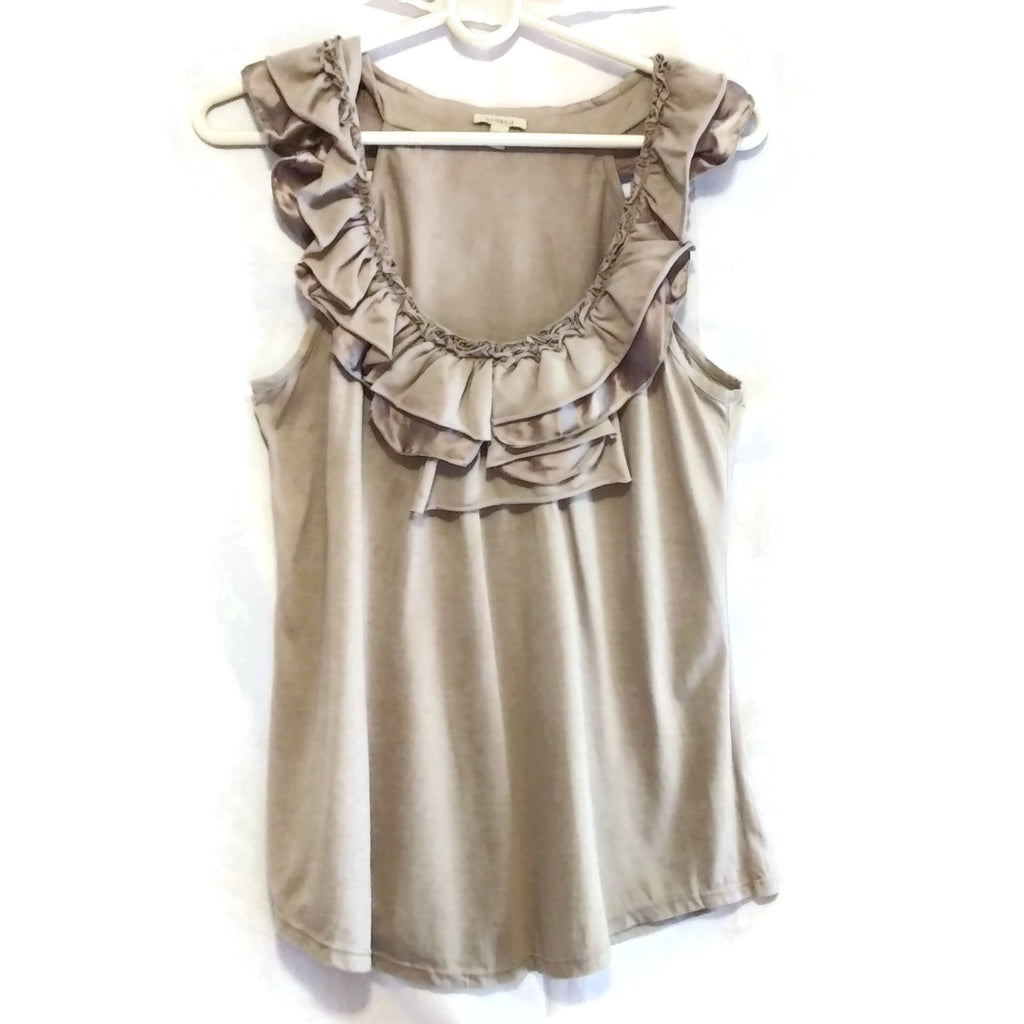 BORDEAUX High-Neck Sleeveless Blouse Ruffles Top Shirt Small