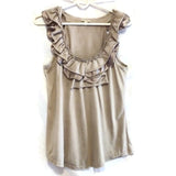 BORDEAUX High-Neck Sleeveless Blouse Ruffles Top Shirt Small