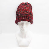 Unisex Handmade 100% Wool Knit Winter Warm Beanie Hat Red/Black