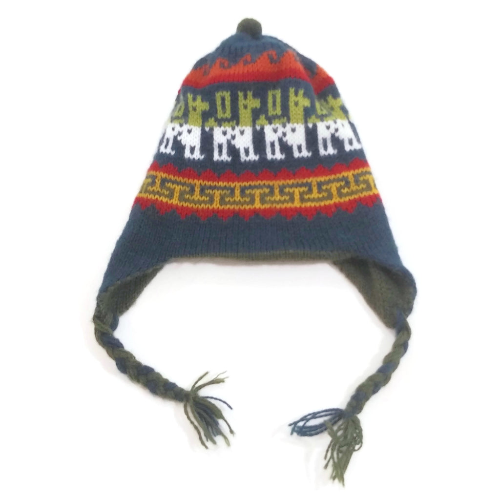 Kids Handmade 100% Wool Knit Earflap Winter Beanie Hat NEW