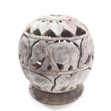 Handmade Burner for Cones and Candle Holder Carved Soapstone Carved Elephant