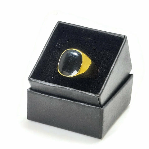 Unisex Ring Black Stone Gold Tone Color for Woman & Men Size 9